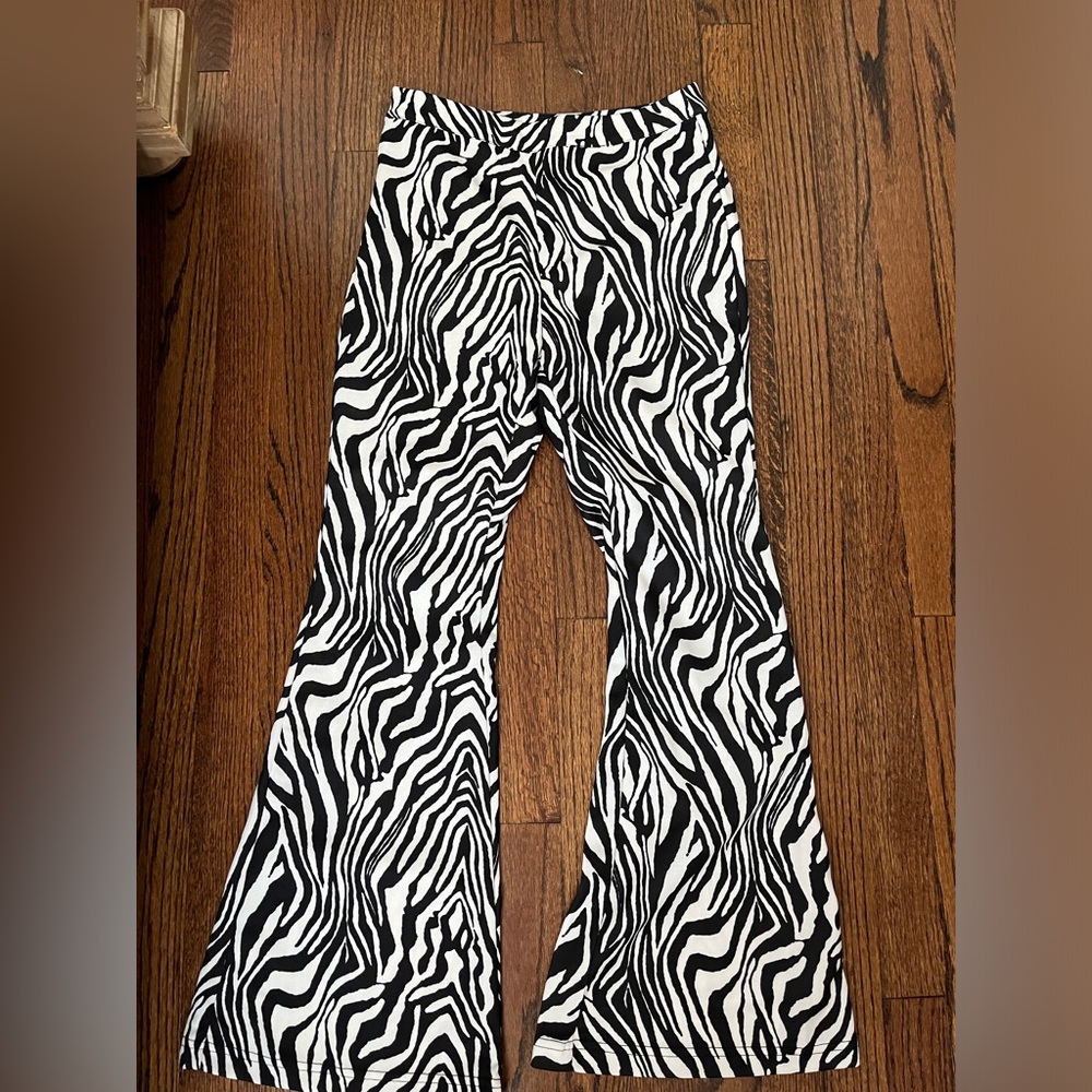 shein zebra flare pants